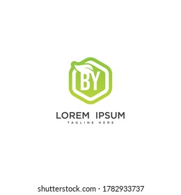 Letter BY eco leaf logo icon design template elements