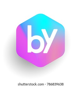 Letter BY logo in hexagon shape and colorful background, letter combination logo design for business and company identity.
