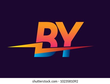 Letter BY logo with Lightning icon, letter combination Power Energy Logo design for Creative Power ideas, web, business and company.
