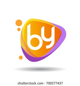 Letter BY logo in triangle splash and colorful background, letter combination logo design for creative industry, web, business and company.