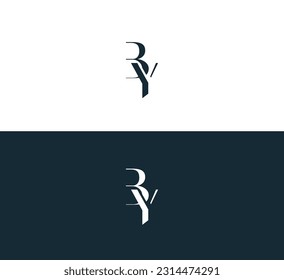 Letter BY, YB simple geometric line logo vector