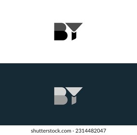 Letra BY, vector de línea geométrica simple YB