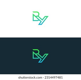 Letter BY, YB simple geometric line logo vector