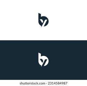 Letra BY, vector de línea geométrica simple YB