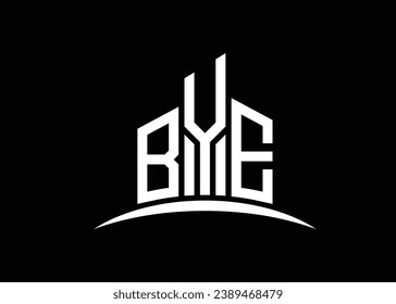 Letter BYE building vector monogram logo design template. Building Shape BYE logo.
