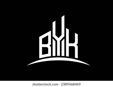 Letter BYK building vector monogram logo design template. Building Shape BYK logo.