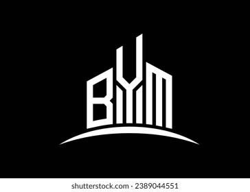 Letra BYM construcción de la plantilla de diseño del logotipo del monólogo del vector. Construyendo el logotipo de Shape BYM.