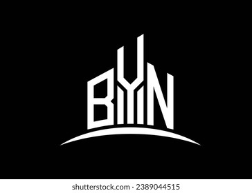 Letter BYN building vector monogram logo design template. Building Shape BYN logo.
