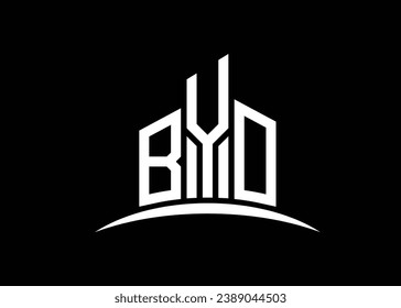 Letter BYO building vector monogram logo design template. Building Shape BYO logo.