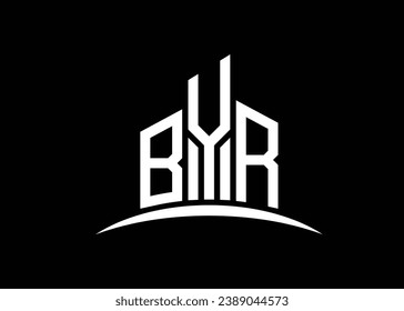 Letter BYR building vector monogram logo design template. Building Shape BYR logo.