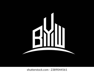 Letter BYW building vector monogram logo design template. Building Shape BYW logo.