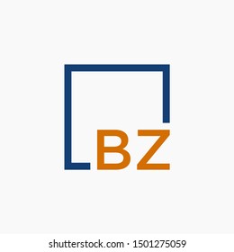 Letter BZ Logo design with square frame line art. business consulting concept. studio,room,group icon. Suitable for business, consulting group company. - vector