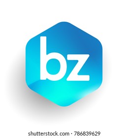 Letter BZ logo in hexagon shape and colorful background, letter combination logo design for business and company identity.
