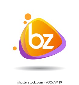 Letter BZ logo in triangle splash and colorful background, letter combination logo design for creative industry, web, business and company.