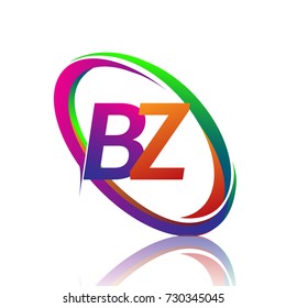 letter BZ logotype design for company name colorful swoosh. vector logo for business and company identity.