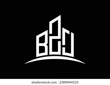 Letter BZJ building vector monogram logo design template. Building Shape BZJ logo.