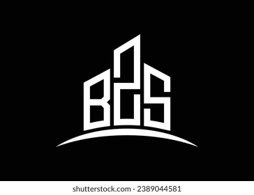 Letter BZS building vector monogram logo design template. Building Shape BZS logo.