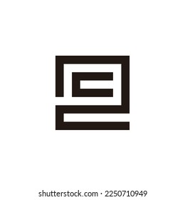 Letter c in 2, square geometric symbol simple logo vector