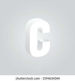 Letter C, 3D alphabet vector.