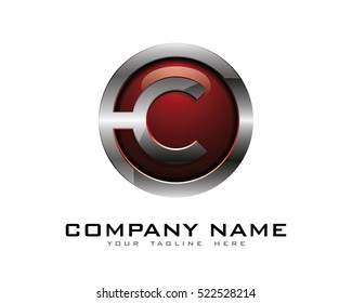 Letter C 3D Chrome Circle Logo Design Template