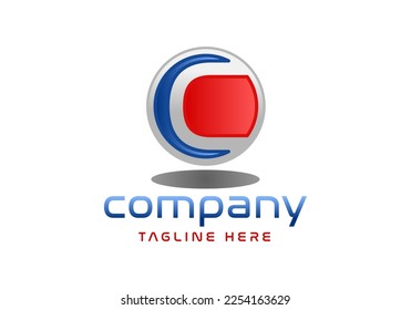 Letter C 3d in a globe logo concept.
