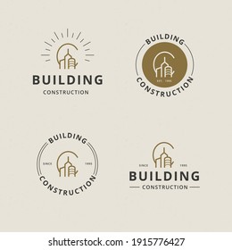 Letter C with abstract building line logo template