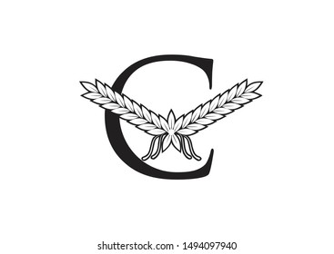 LETTER C WITH ABSTRACT DRAWING