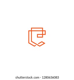 Letter C abstract geometric line logo