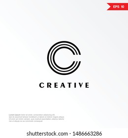 Letter C abstract logo design. Creative minimalism logotype icon symbol. eps10