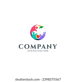 Diseño del logotipo abstracto de la letra C, icono del logotipo de la caridad