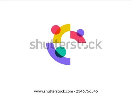 Letter C abstract logo design with family combination in colorful design