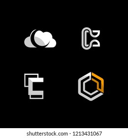 Letter C Abstract Set Black In White Creative Business Logo