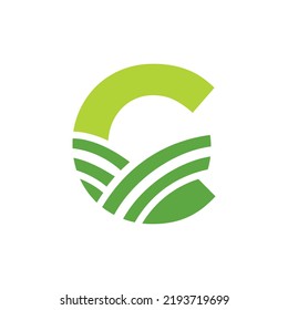 Letter C Agriculture Logo. Agro Farm Logo Based on Alphabet for Bakery, Bread, Cake, Cafe, Pastry, Home Industries Business Identity