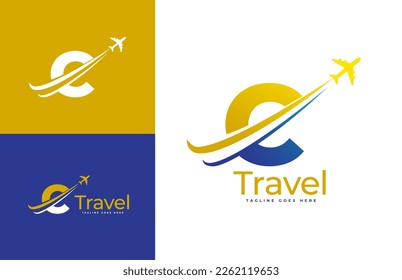 Letter C Air Travel Logo Design Template. Icon Travel, logistics, shipping, tours etc