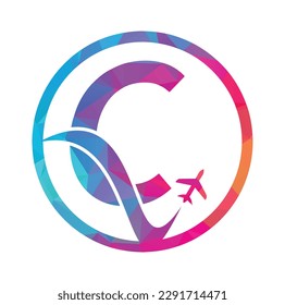 Letter C Air Travel Logo Design Template. C letter and plane logo design icon vector.