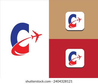 Letter C Air Travel Logo Design Template