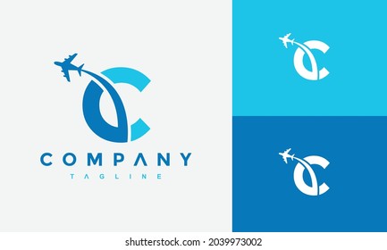 the letter C airplane logo	