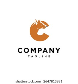 Letter C Ajak Dog Logo Icon Vector