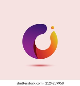 Letter C And Alchemist Logo Template. The Logo Is Purple And Orange. C-shaped Logo With Generated Alchemist Silhouette.