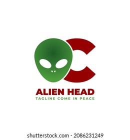 letter C alien head vector logo design
