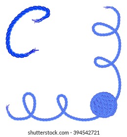 Letter C - Alphabet, font vector - yarn, rope, cable - For handmade products.