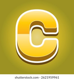 Letter C Alphabet with Gold Gradient Color. Text Effect. Alphabet Letter Vector. High Quality Vector.