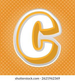 Letter C Alphabet with Halftoon Background. Text Effect. Alphabet Letter Vector. High Quality Vector
