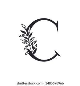 letter C of the alphabet with leaves