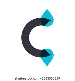Letter C Alphabet Water Drop Modern Style Nature Template