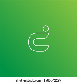 Letter C Alphabetic Logo Design Template, Line Logo Concept, Green and White