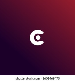 Letter C Alphabetic Logo Design Template, Line Logo Concept, Purple and White