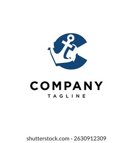 Letter C Anchor Logo Icon Vector