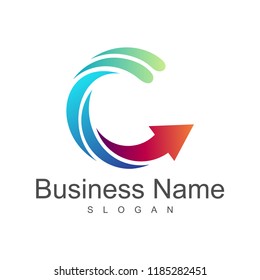 letter c with arrow business logo design