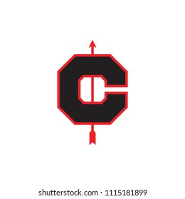 letter c with arrow up design logo vector